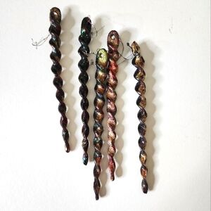5 HANDCRAFTED Upcycled Icicle Ornaments HANDPAINTED Holiday Christmas Tree Art